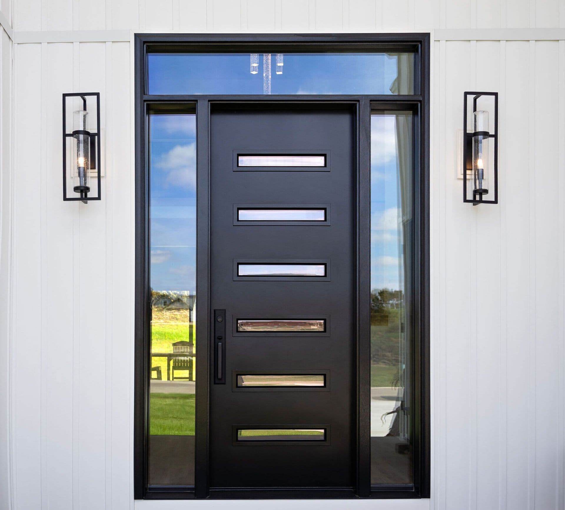 ProVia Legacy steel front door in coal black with clear glass